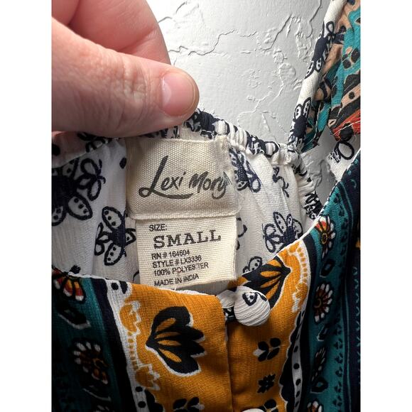 Lexi Morgan paisley floral patchwork ruffle button down maxi dress bohemian - Picture 4 of 7